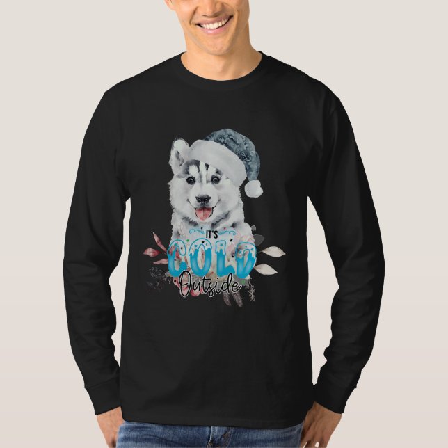 Camiseta Husky Young Con Gorra Bobble Para Navidades (Anverso)