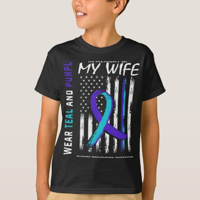 Camiseta Husnd In Memory Of Wife Suicide Awareness Preventi (Anverso)