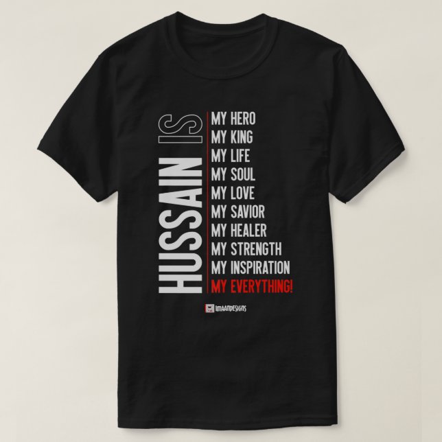 Camiseta Hussain es mi... Muharram - Imaan diseña Premiu (Diseño del anverso)
