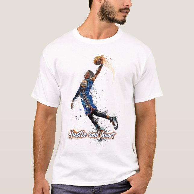 Camiseta Hustle & Heart: Dynamic Basketball Art Print (Anverso)