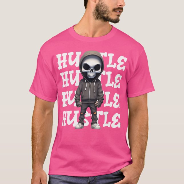 Camiseta Hustle Hip Hop Skeleton Calle Urbana Sku Dinero (Anverso)