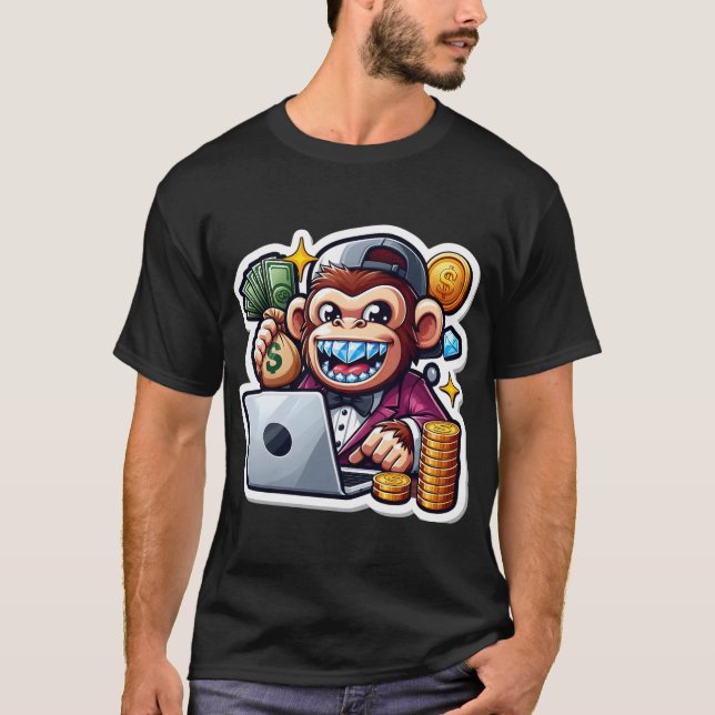 Camiseta Hustle Monkey - Tee gráfico de la máquina de hacer (Anverso)