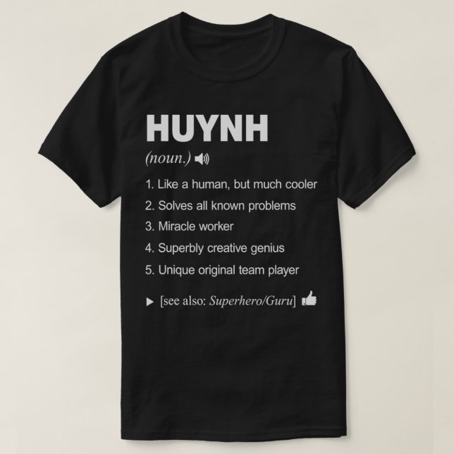 Camiseta Huynh Name Definition Retro Family Funny  (Diseño del anverso)