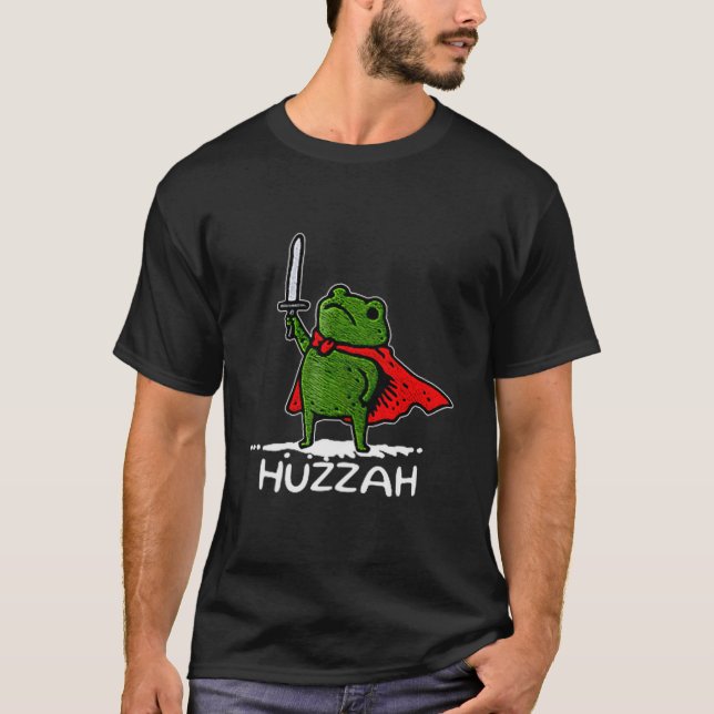 Camiseta Huzzah Frog Knight Funny Sword Meme Quote  (Anverso)