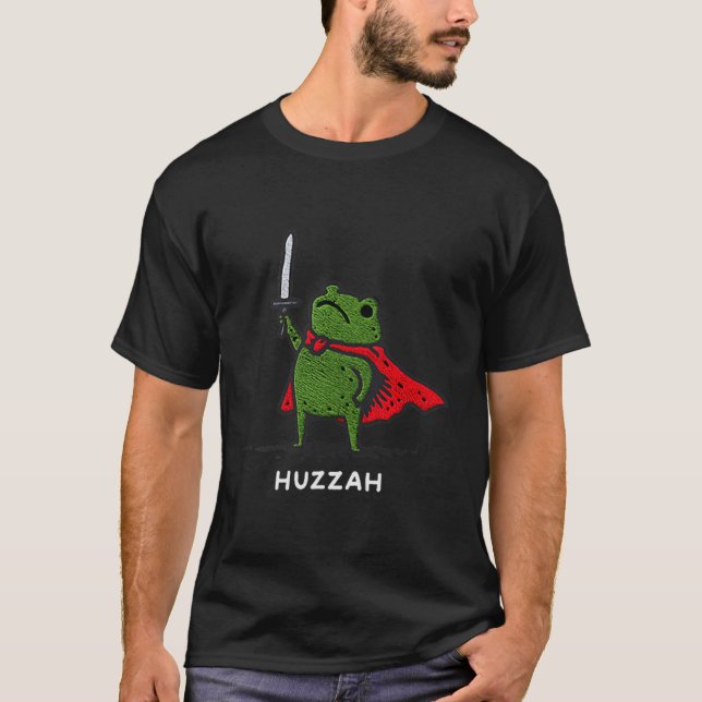 Camiseta Huzzah Frog Knight Funny Sword Meme Quote  (Anverso)