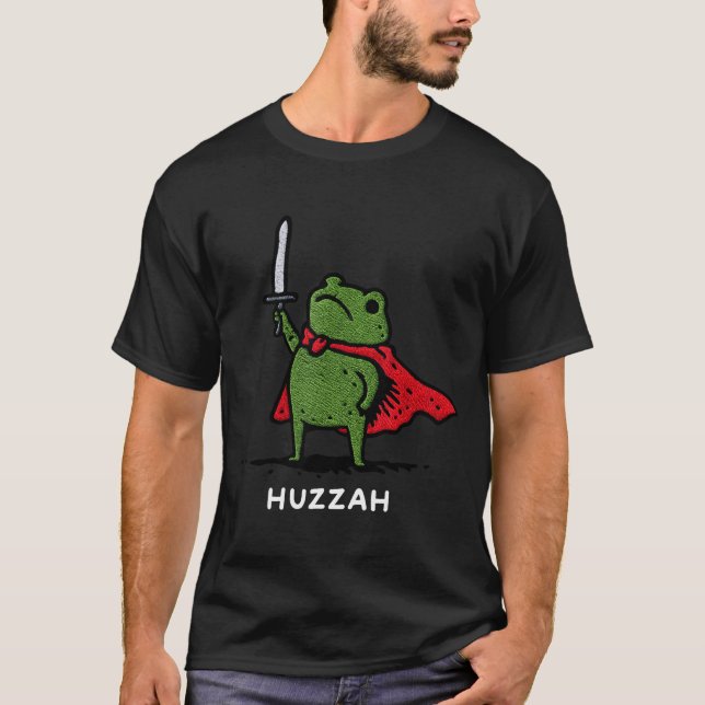 Camiseta Huzzah Frog Knight Funny Sword Meme Quote  (Anverso)