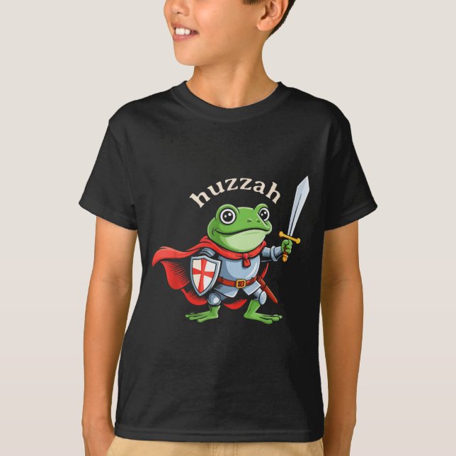 Camiseta Huzzah Frog Knight Funny Sword Meme Quote Medieval (Anverso)