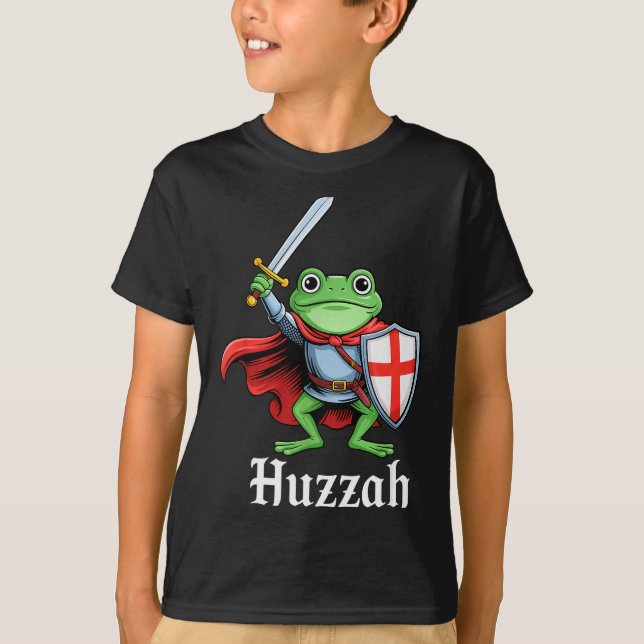 Camiseta Huzzah Frog Knight Funny Sword Meme Quote Medieval (Anverso)