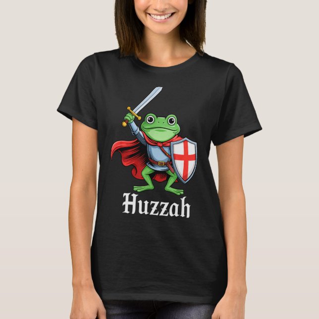 Camiseta Huzzah Frog Knight Funny Sword Meme Quote Medieval (Anverso)