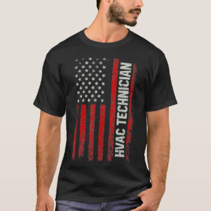 Camiseta Hvac _1 de la bandera estadounidense del técnico d