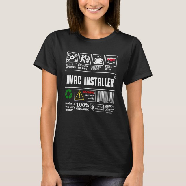 Camiseta HVAC installer Packaging & Handling Label Coffee W (Anverso)