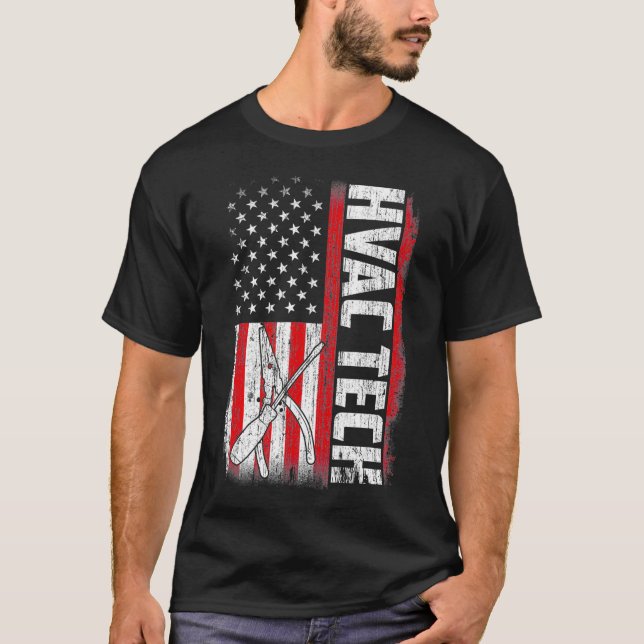 Camiseta Hvac Tech American Flag Cita Citas divertidas  (Anverso)