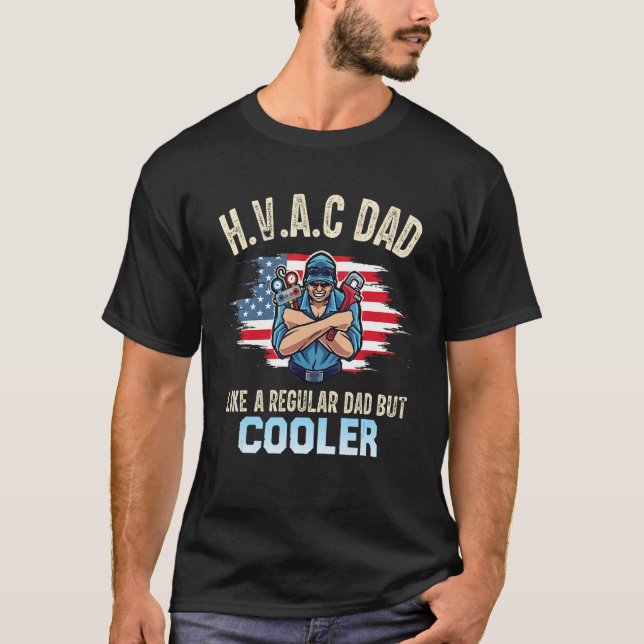 Camiseta HVAC Tech Dad  For Men American Flag (Anverso)