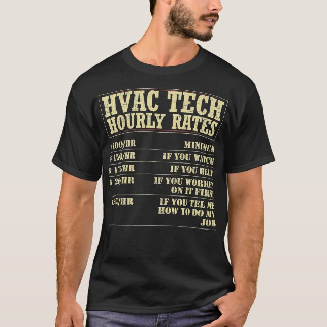Camiseta HVAC Technician hourly rate hvac  (Anverso)