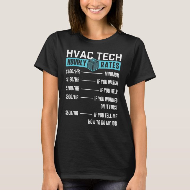 Camiseta Hvac Technician Hourrate Funny Hvac Tech Ac Re (Anverso)