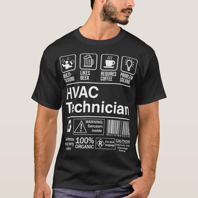 Camiseta HVAC Technician Product Label Funny Gift  (Anverso)