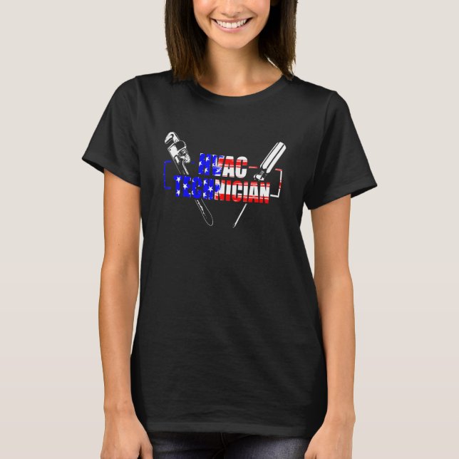 Camiseta HVAC Technician USA Flag   HVAC Tech (Anverso)