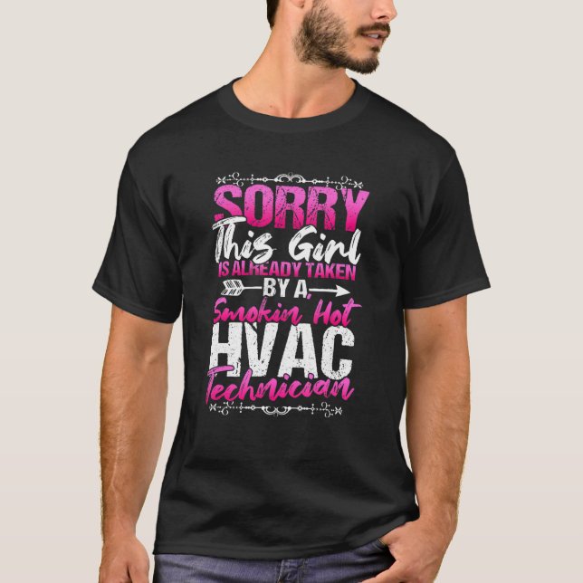 Camiseta Hvac Technician Wife Girlfriend Tomada Por Hot Tec (Anverso)