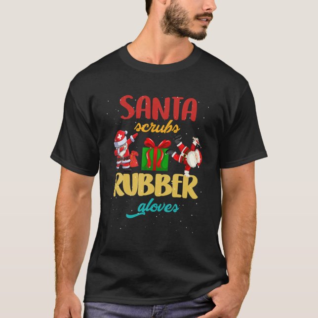 Camiseta Hy Santa Scrubs Rubber Guantes Costume Enfermería  (Anverso)
