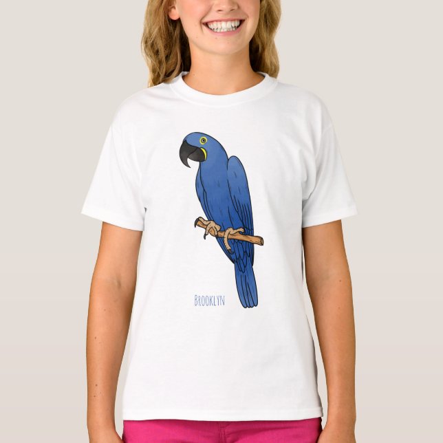 Camiseta Hyacinth macaw bird cartoon illustration  (Anverso)
