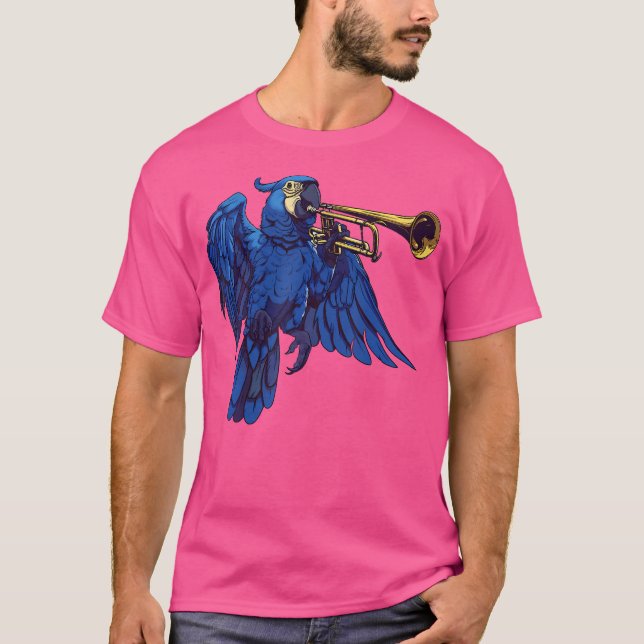 Camiseta Hyacinth Macaw Tocando La Trompeta (Anverso)