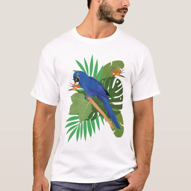 Camiseta Hyacinth macaw with leaves (Anverso)