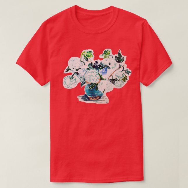 Camiseta Hydrangea Bouquet in a Blue Pottery Vase (Diseño del anverso)