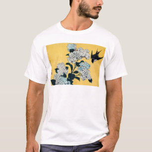 Camiseta Hydrangea y Swallow, Hokusai, Ukiyo-e
