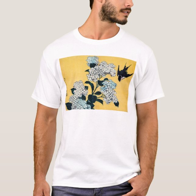 Camiseta Hydrangea y Swallow, Hokusai, Ukiyo-e (Anverso)