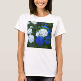 Camiseta Hydrangeas. azules y blancos