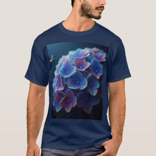 Camiseta Hydrangeas Floral Púrpura y Azul