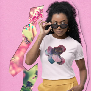 Camiseta Hydrangeas Lila Morado Dorado Fiesta de Cumpleaños
