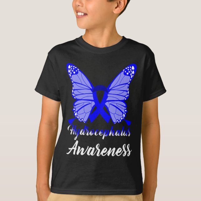 Camiseta Hydrocephalus Awareness Butterfly Blue Ribbon Supp (Anverso)