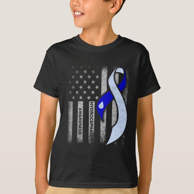 Camiseta Hydrocephalus Survivor USA Bandera Guerrero de Con (Anverso)