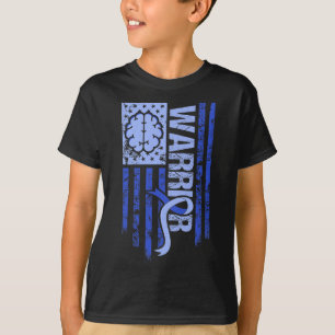 Camiseta Hydrocephalus Warrior Flag Blue Ribbon Awareness M