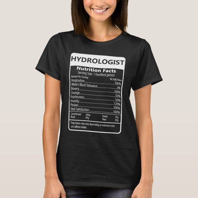 Camiseta Hydrologist Nutrition Facts Sarcastic Graphic (Anverso)