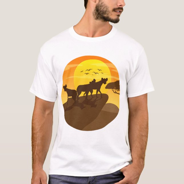 Camiseta Hyena Silhouette Savanna Forest Art (Anverso)