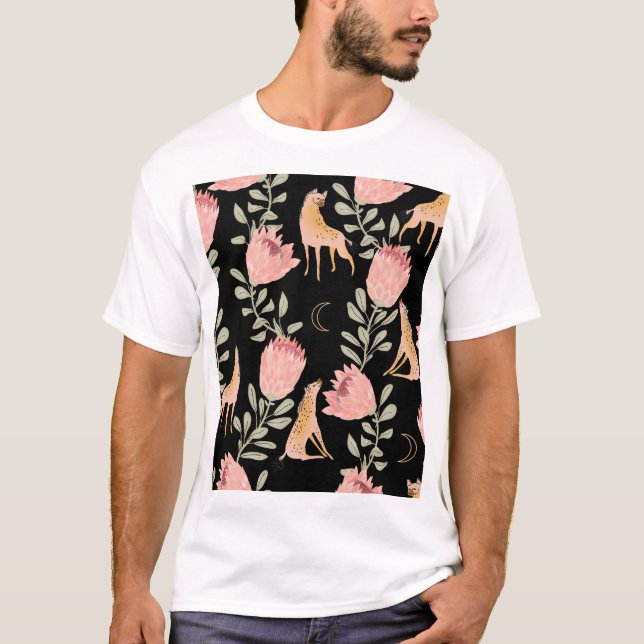 Camiseta Hyena y Protea: fondo negro sin problemas (Anverso)