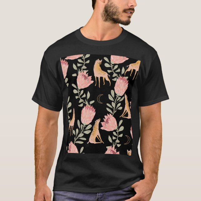 Camiseta Hyena y Protea: Patrón de cosecha oscura (Anverso)