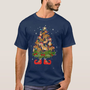Camiseta Hyenas Christmas Tree Lights Funny Santa Hat Lover