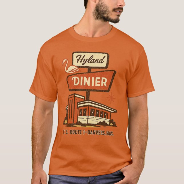 Camiseta Hyland Diner Danvers, MAMÁ Retro Route 1 Roadside  (Anverso)