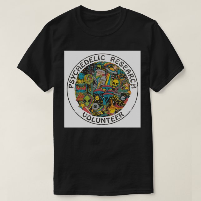 Camiseta Hypebeast Vintage Psychedelic Research Voluntario (Diseño del anverso)