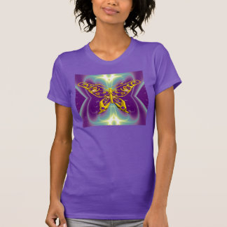 Camiseta HYPER BUTTERFLY ,Ondas Fractales Verde Púrpura