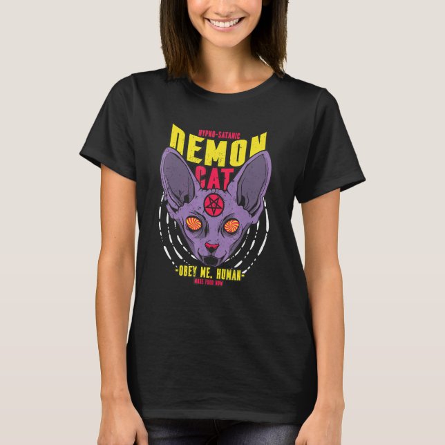 Camiseta Hypno satanic demon cat (Anverso)