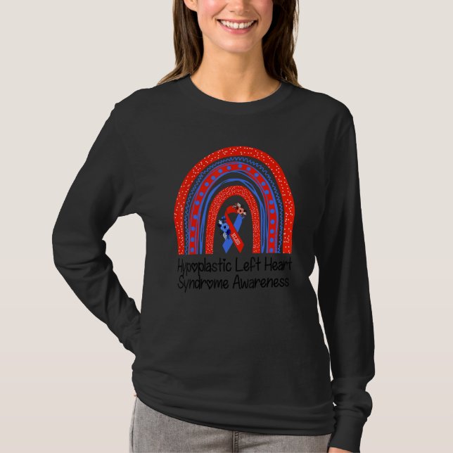 Camiseta Hypoplastic Left Heart Syndrome Awareness Red Blue (Anverso)