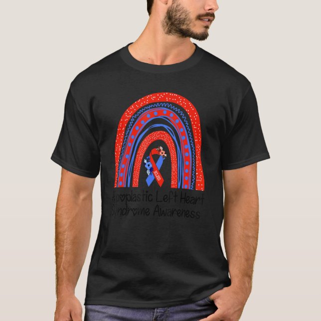 Camiseta Hypoplastic Left Heart Syndrome Awareness Red Blue (Anverso)