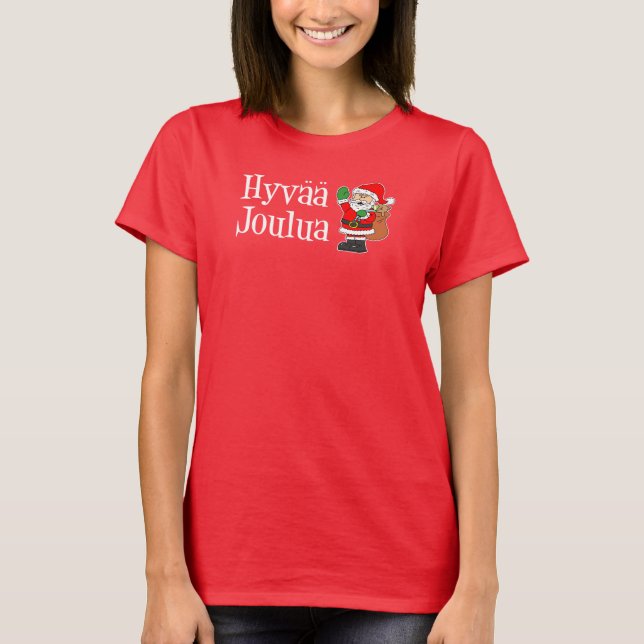 Camiseta Hyvaa Joulua Navidades finlandeses Santa (Anverso)