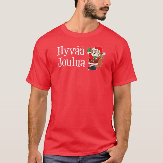 Camiseta Hyvaa Joulua Navidades finlandeses Santa (Anverso)