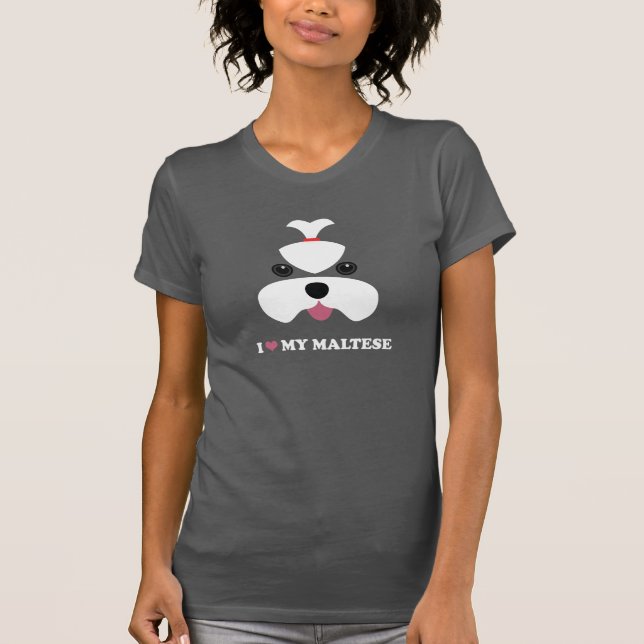 Camiseta I <3 mi maltés - cara del chica (Anverso)