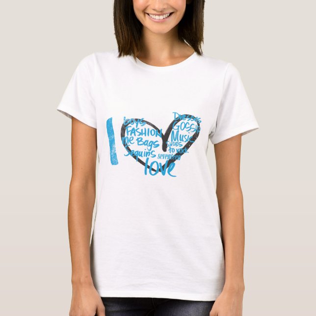 Camiseta I aguamarina de la pintada del corazón (Anverso)